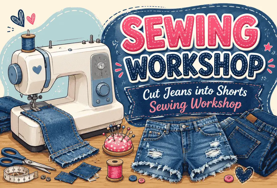 Cut Jeans into Shorts Sewing Workshop
